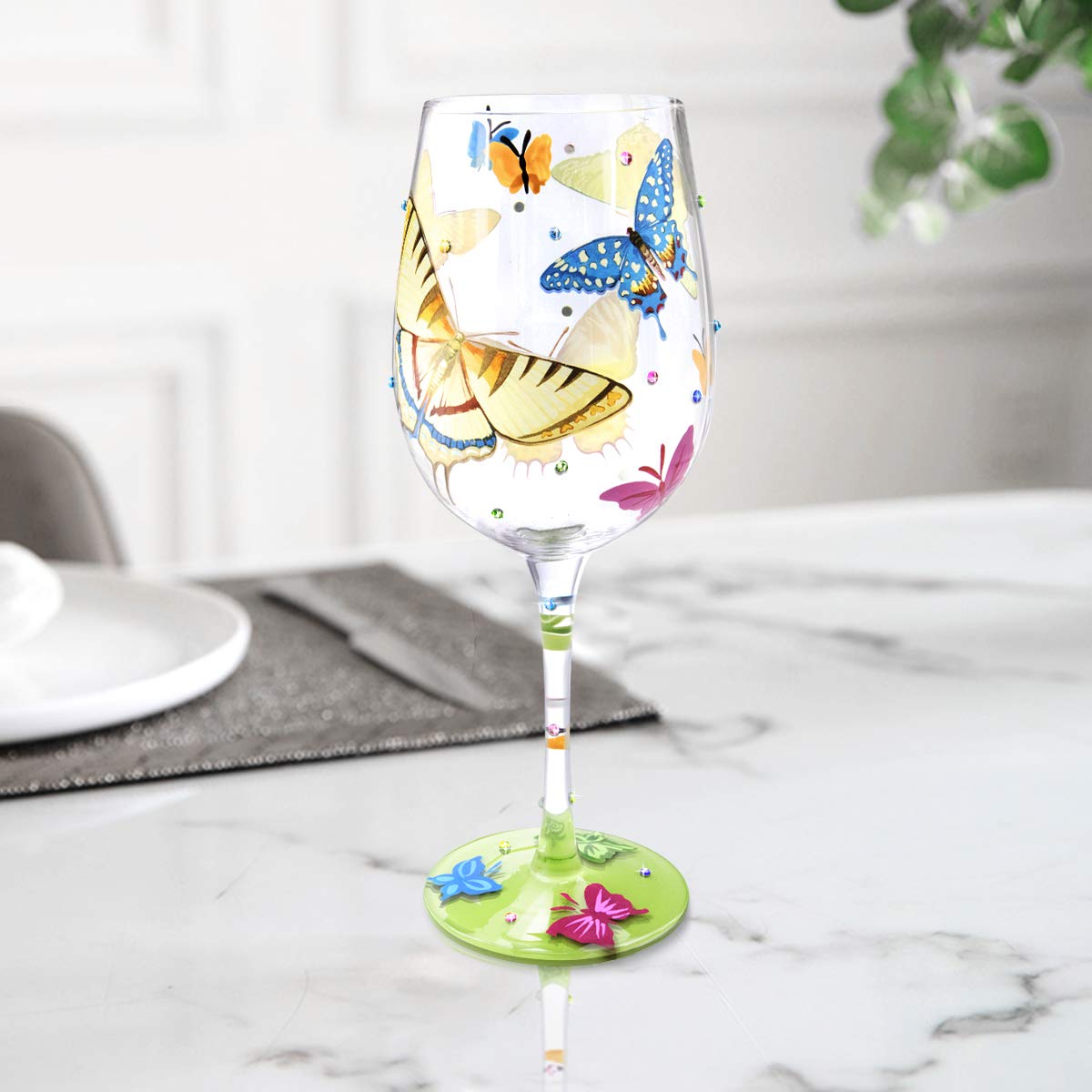 Ideal gift choice for birthdays or housewarmings: NymphFable butterfly glass