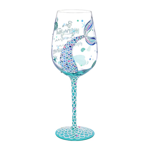 NymphFable hand-painted mermaid-tail wine glass ideal for celebrations