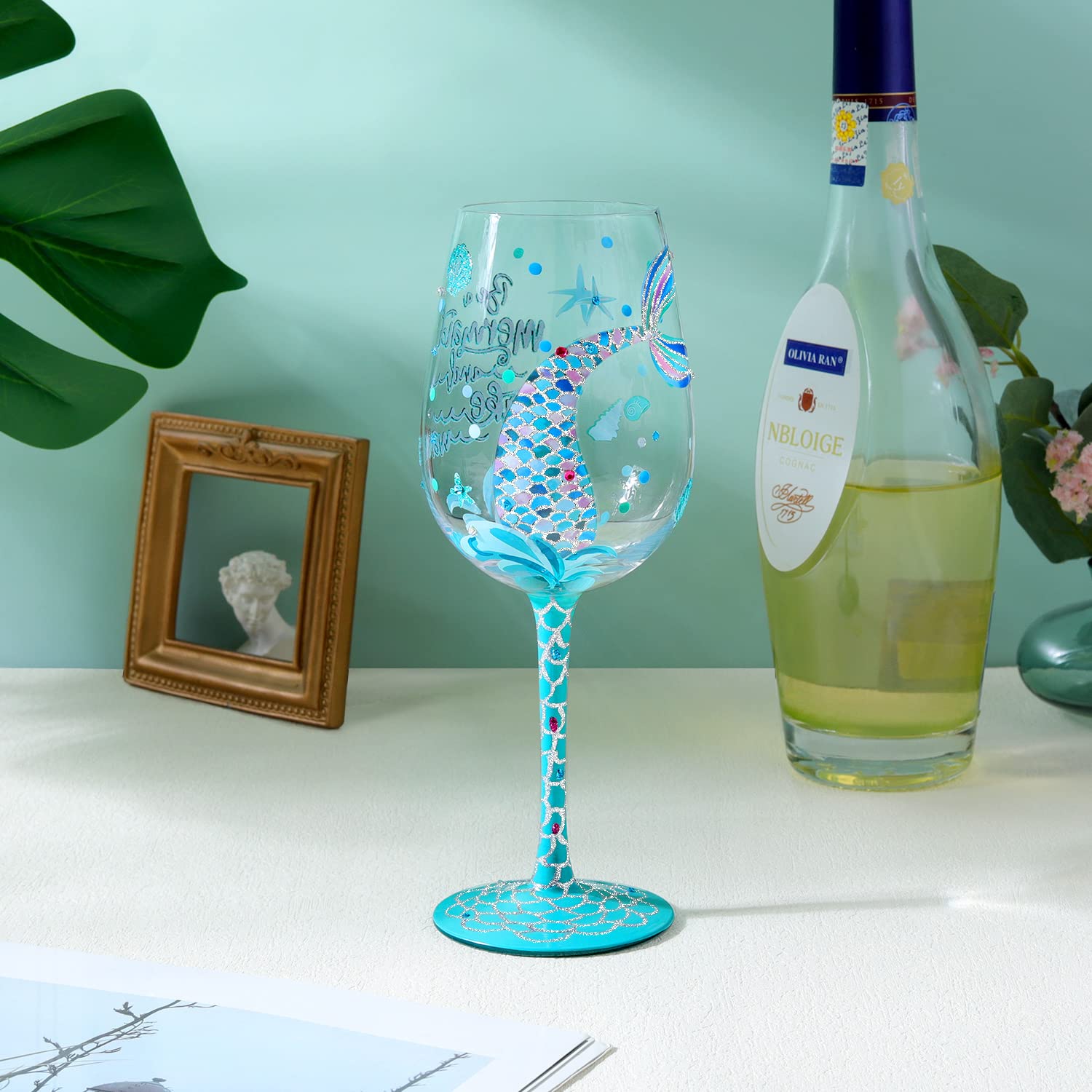 NymphFable glass features hand-painted details and rhinestones for sparkle