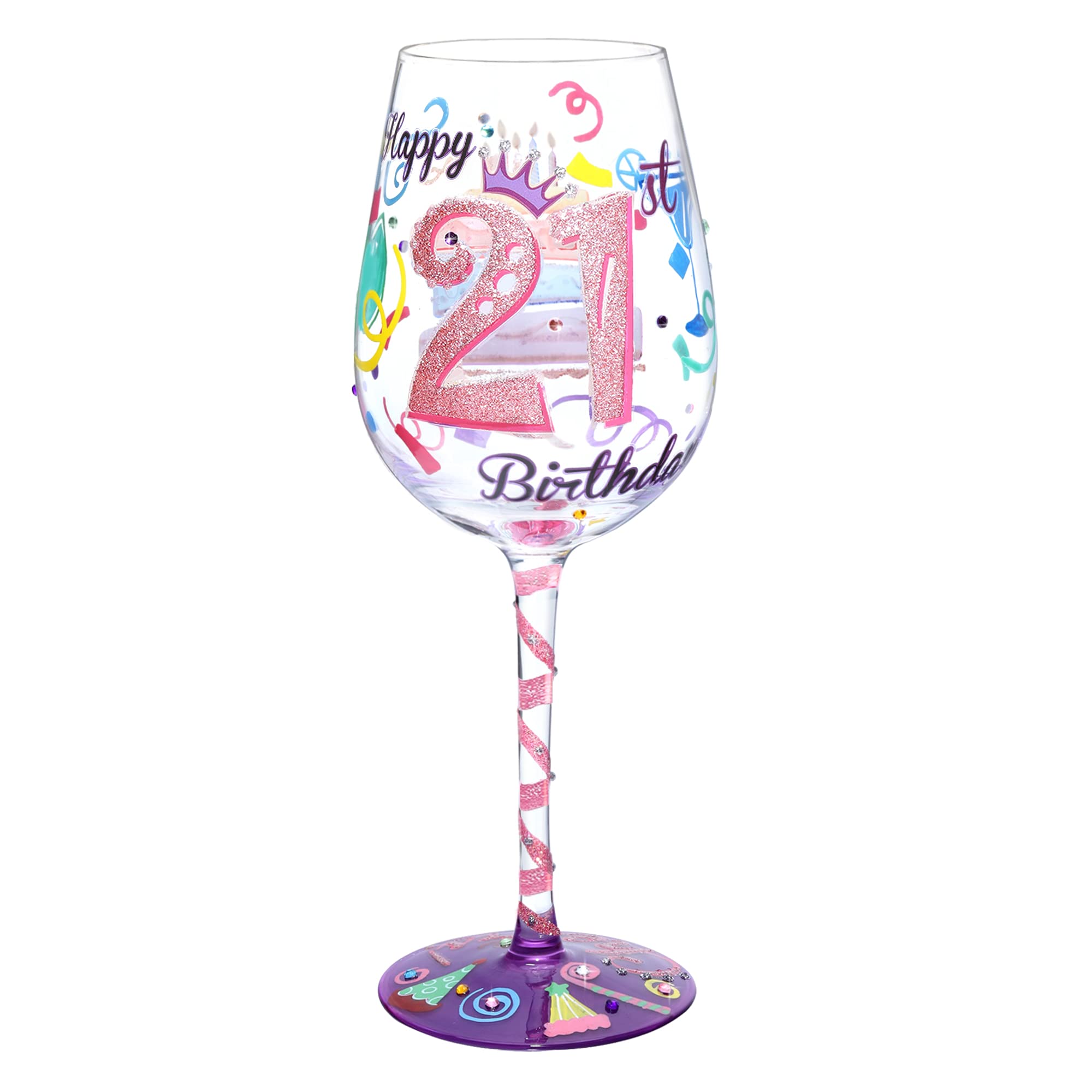 NymphFable hand-painted wine glass 21st birthday gift with artisanal design for a memorable celebration.