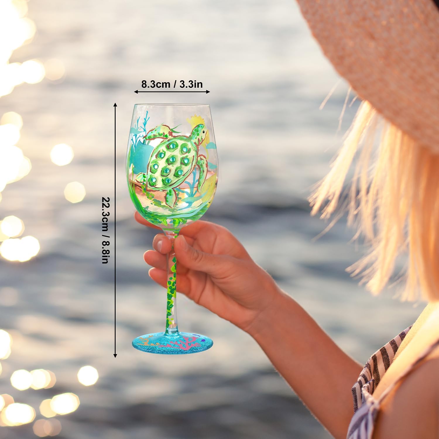 NymphFable Ocean scene wine glass pairs with wine or cocktails.
