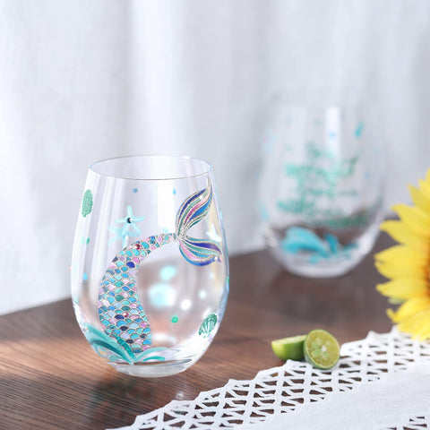 Rhinestone accents on NymphFable mermaid glass add festive sparkle.