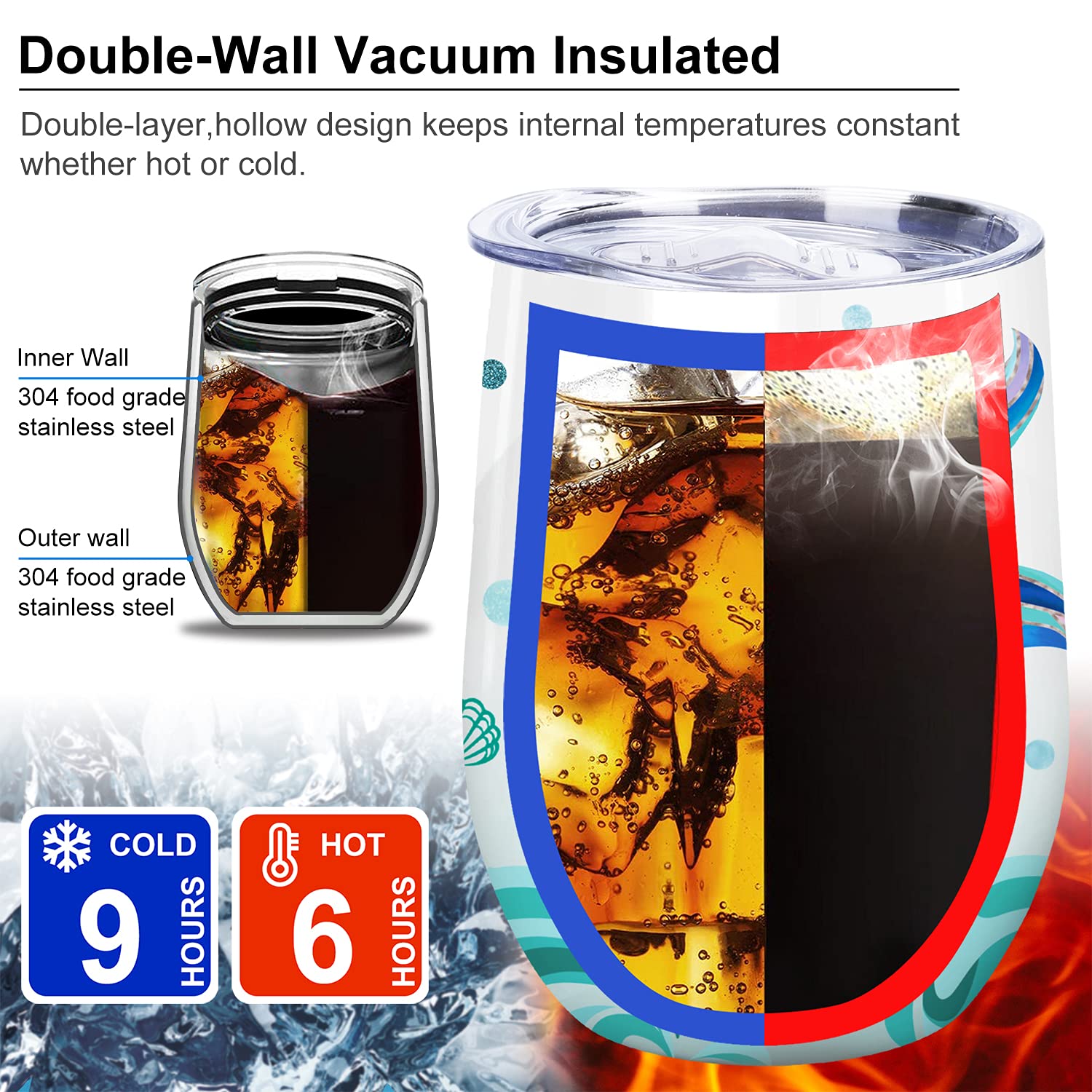 NymphFable Spill-proof lid keeps drinks secure during travel.