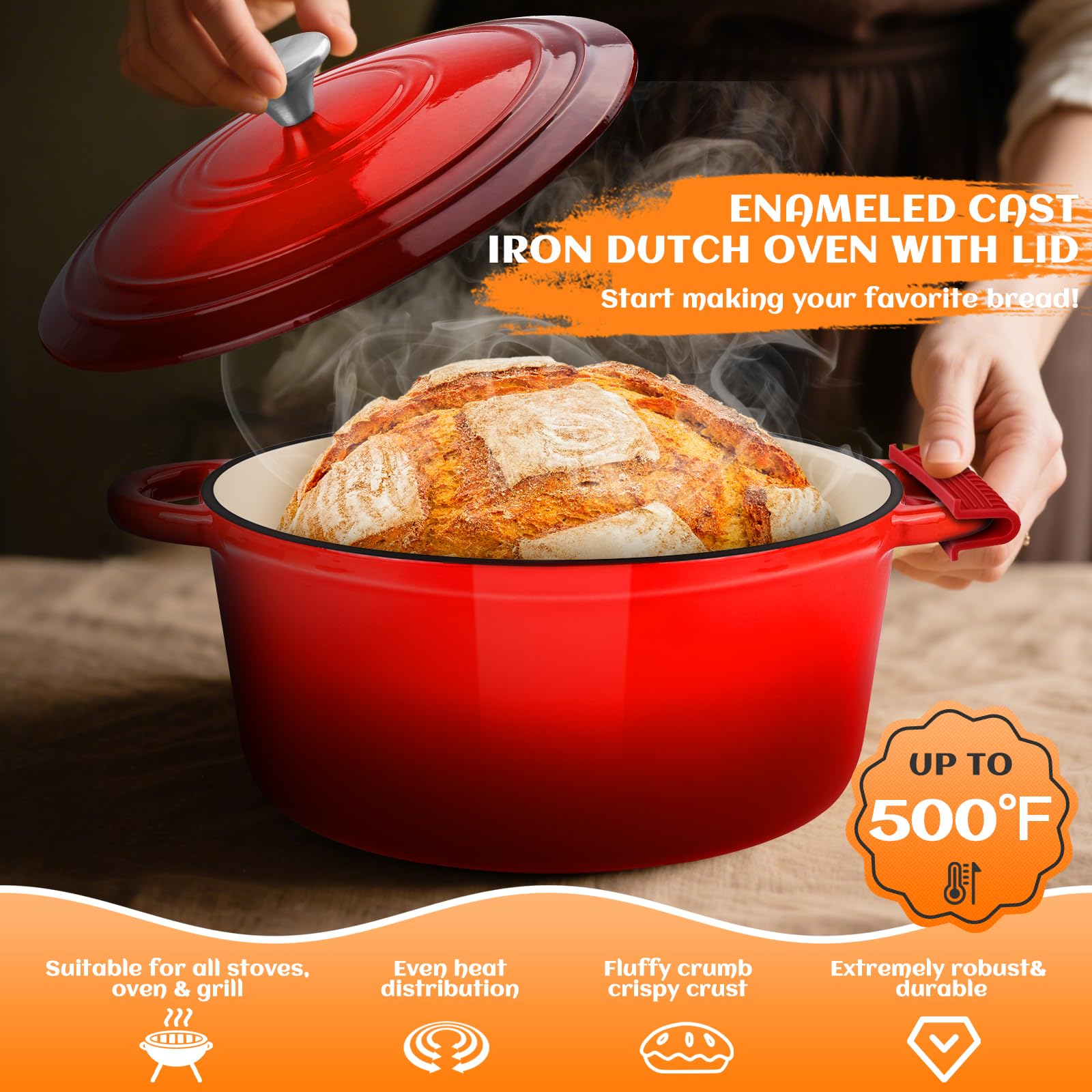 NZQXJXZ silicone bread sling supports lifting hot loaf from pot.