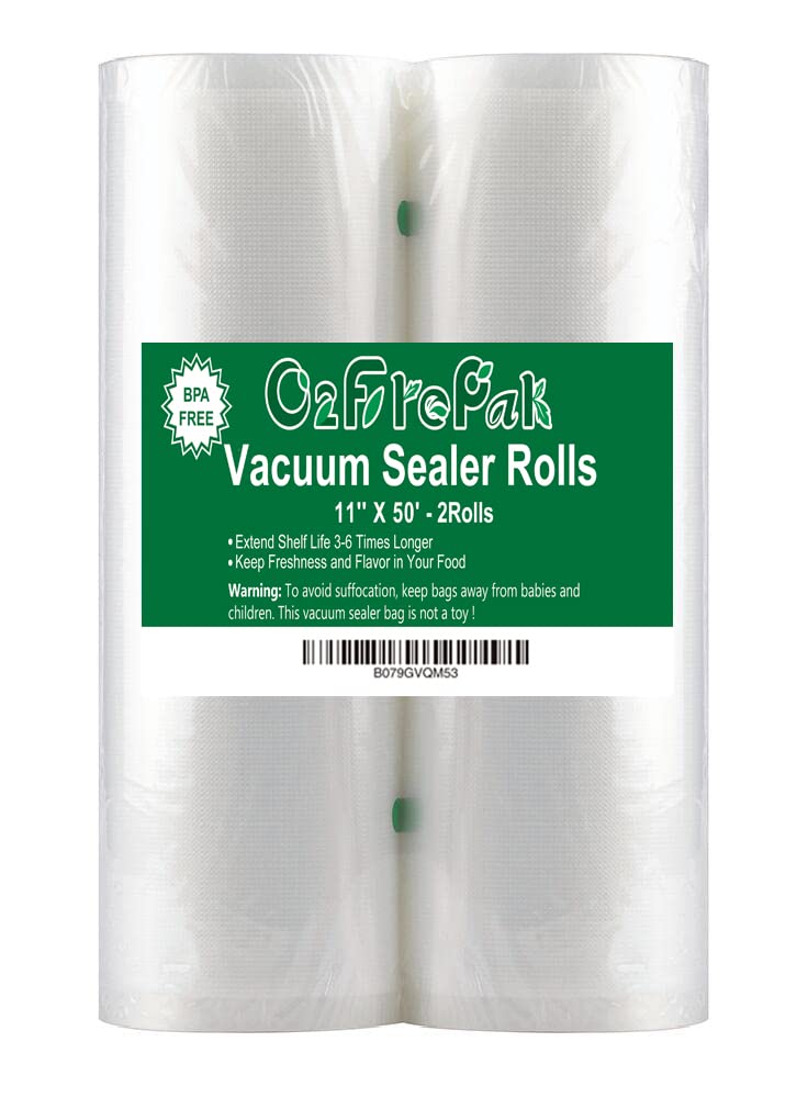 O2frepak 2Pack 100Feet rolls front view for flexible, cut-to-fit bags.