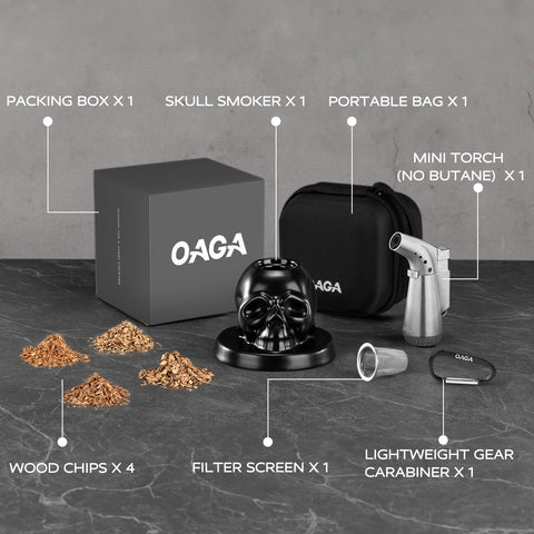OAGA mini stainless steel torch ready for ignition.