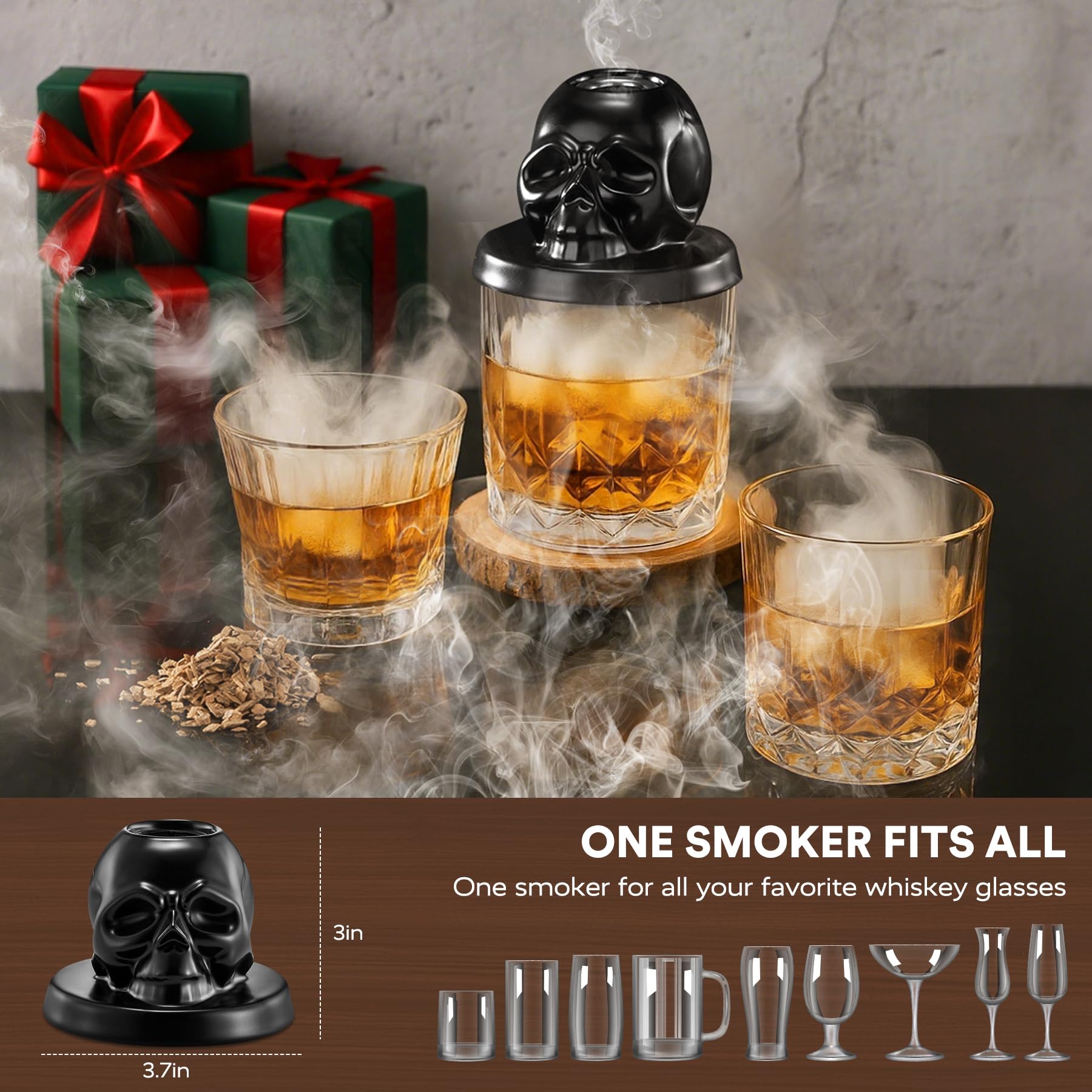 OAGA smoker kit fits standard glasses for versatile use.