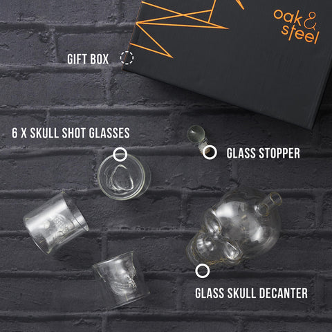 Close-up of durable, lead-free skull decanter for everyday use.