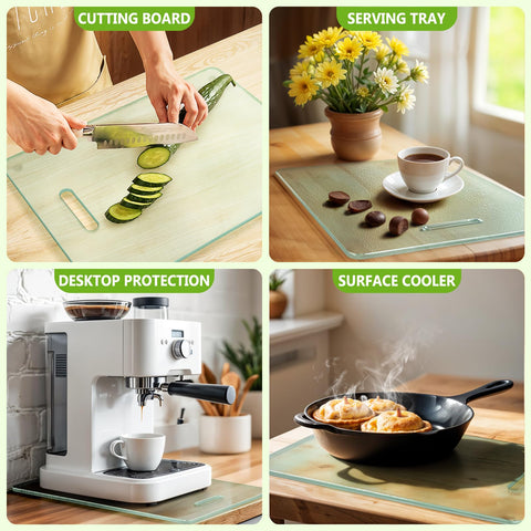 OAKJAR glass cutting board doubles as a cheese plate or serving tray.