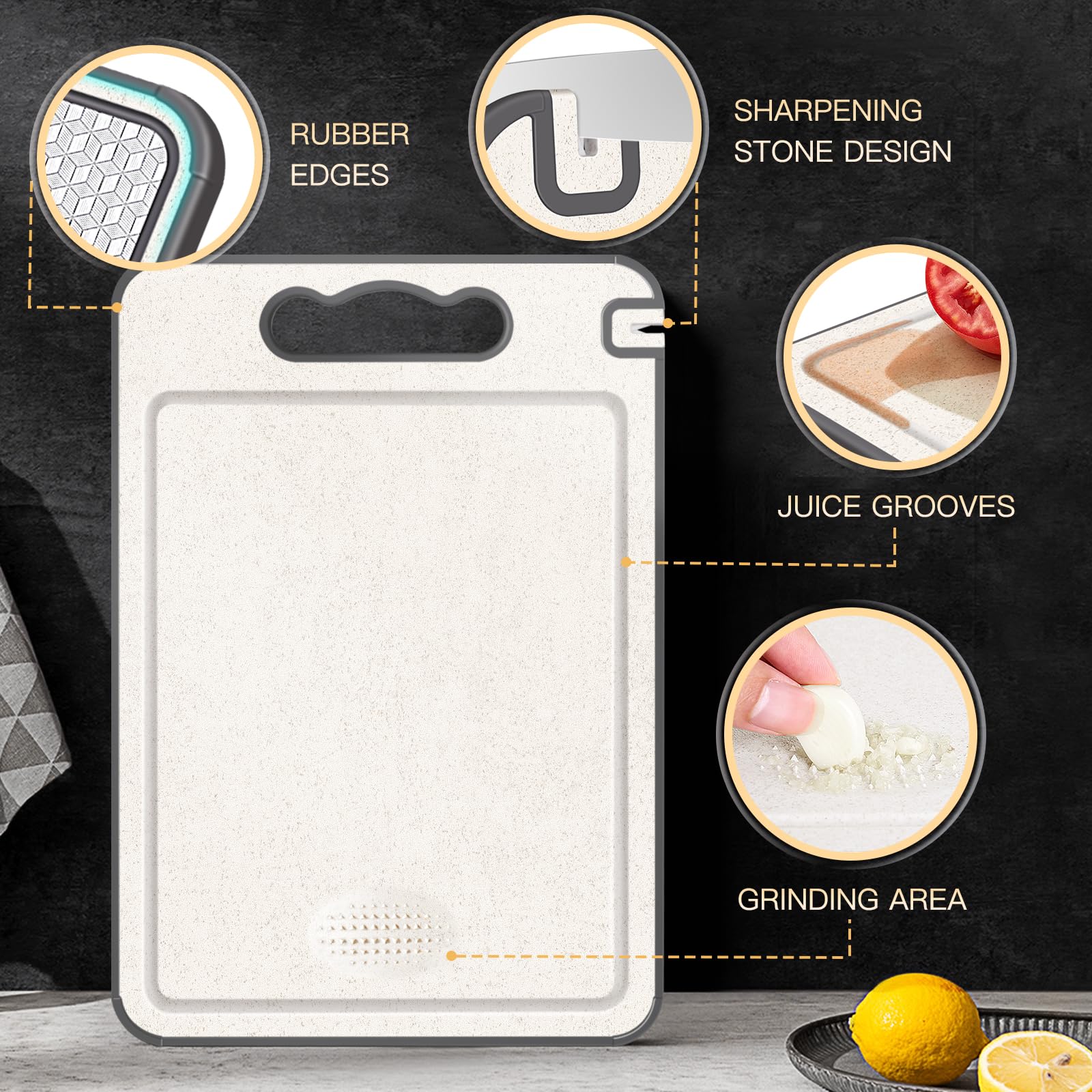 OakJAR silicone-wrapped edges provide non-slip stability while chopping.