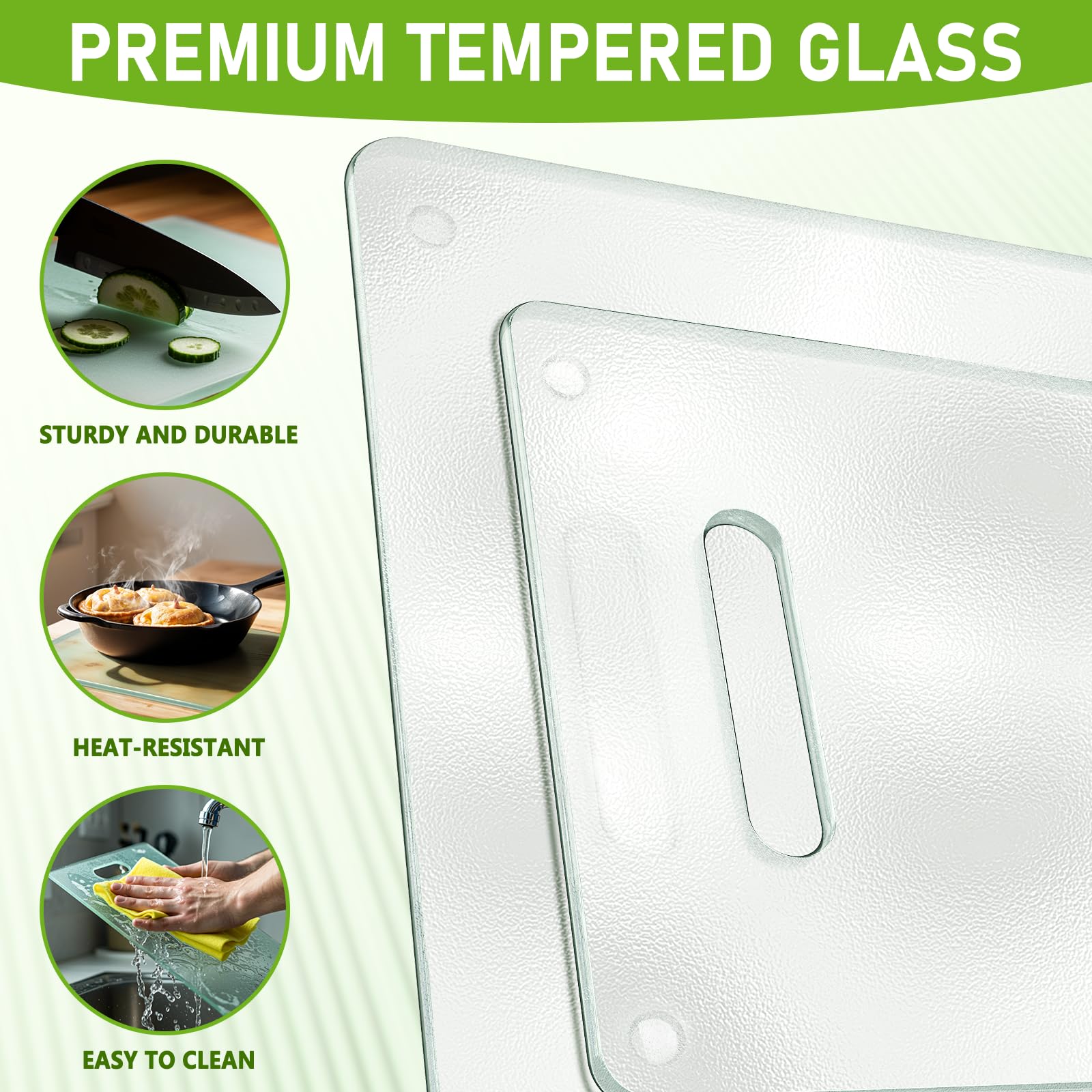 OAKJAR glass cutting board non-slip wave surface keeps ingredients and knives steady.