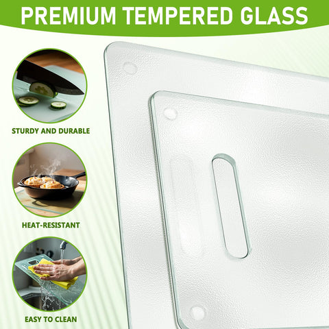 OAKJAR glass cutting board non-slip wave surface keeps ingredients and knives steady.