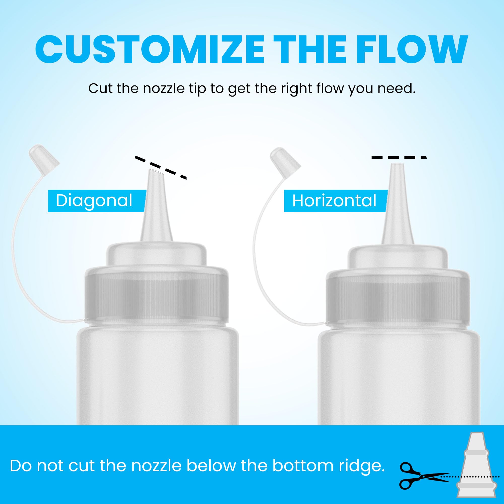 Oaklyn squirt bottle adjustable tip allows precise, controlled application.