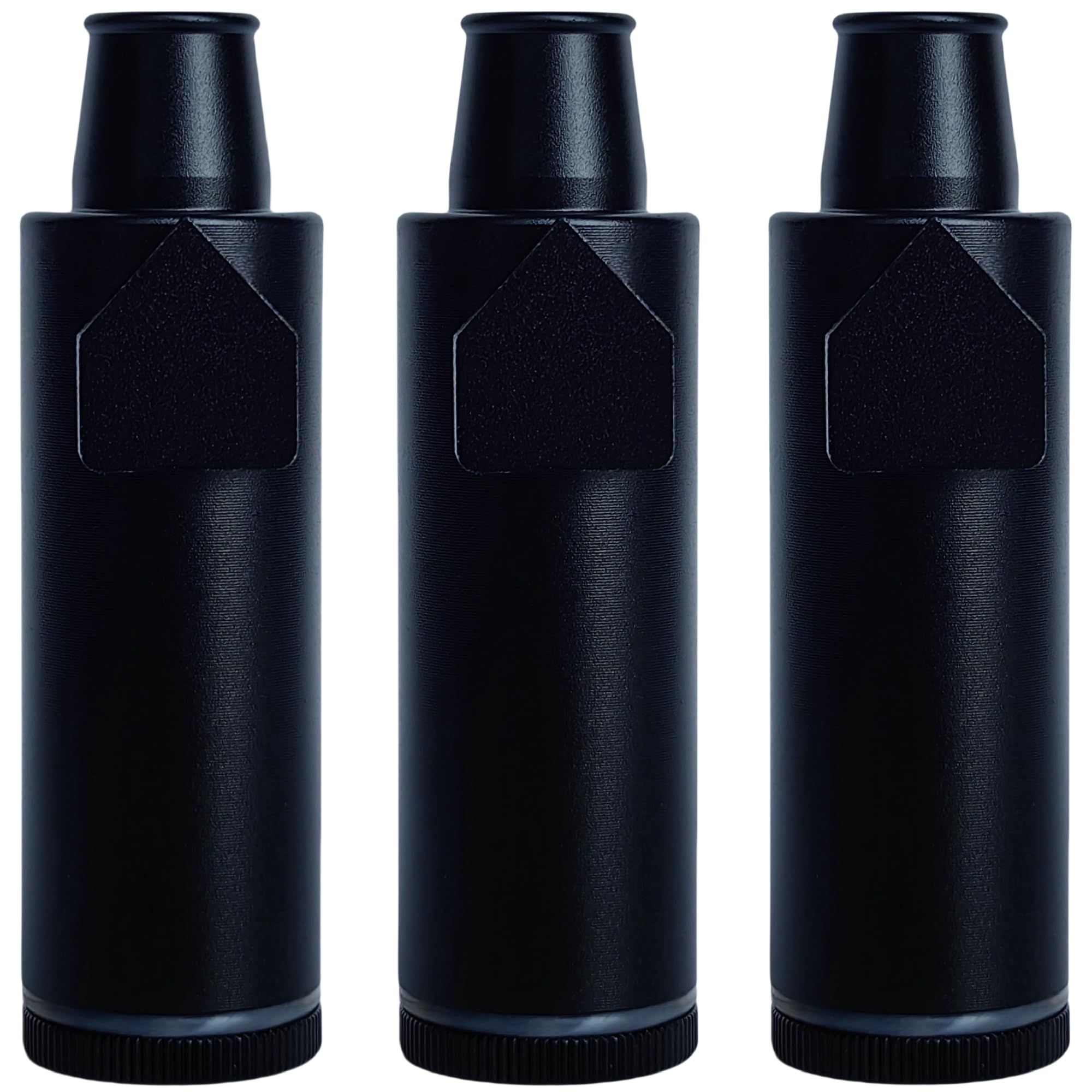 OakMsOik leak-proof bottle 3-pack in black cap for mess-free kitchen storage.