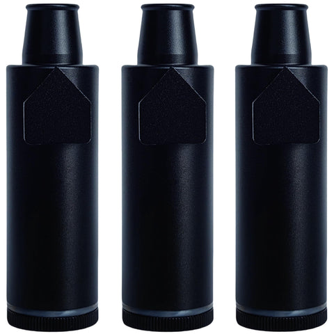 OakMsOik leak-proof bottle 3-pack in black cap for mess-free kitchen storage.