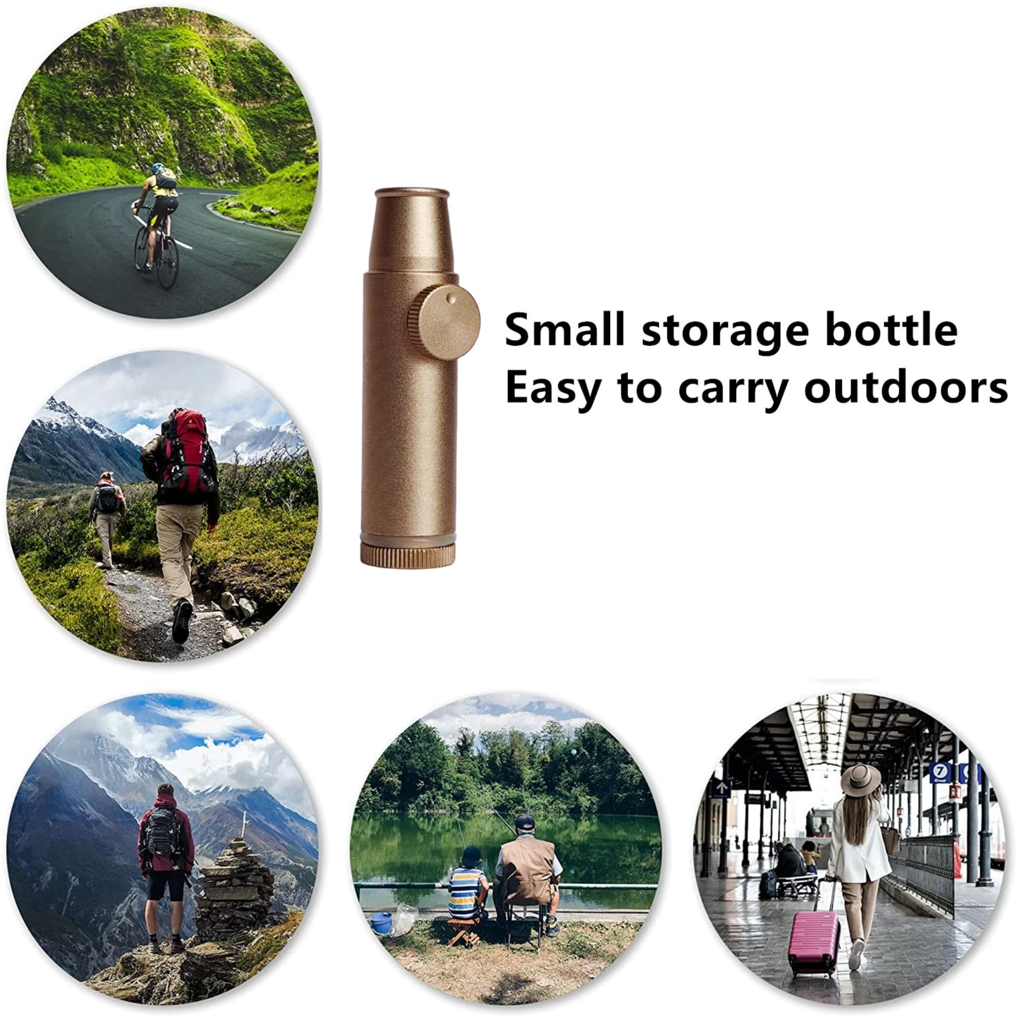 Outdoor scene with OakMsOik bottle in use during a hike.
