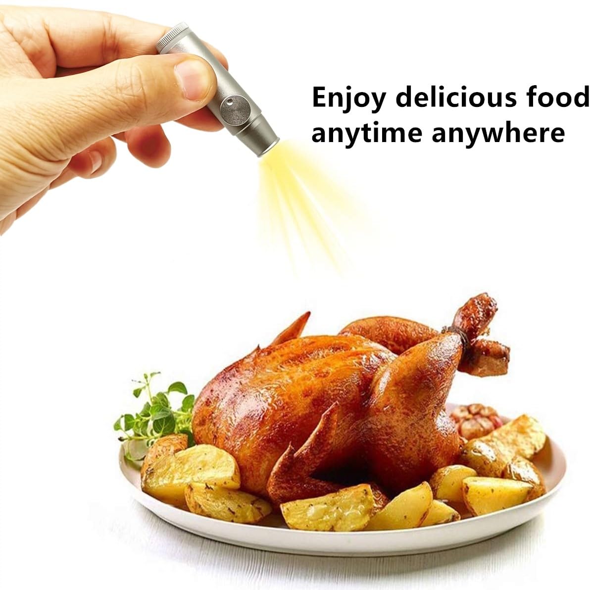 OakMsOik travel-spice shaker in kitchen scene demonstrates on-the-go seasoning