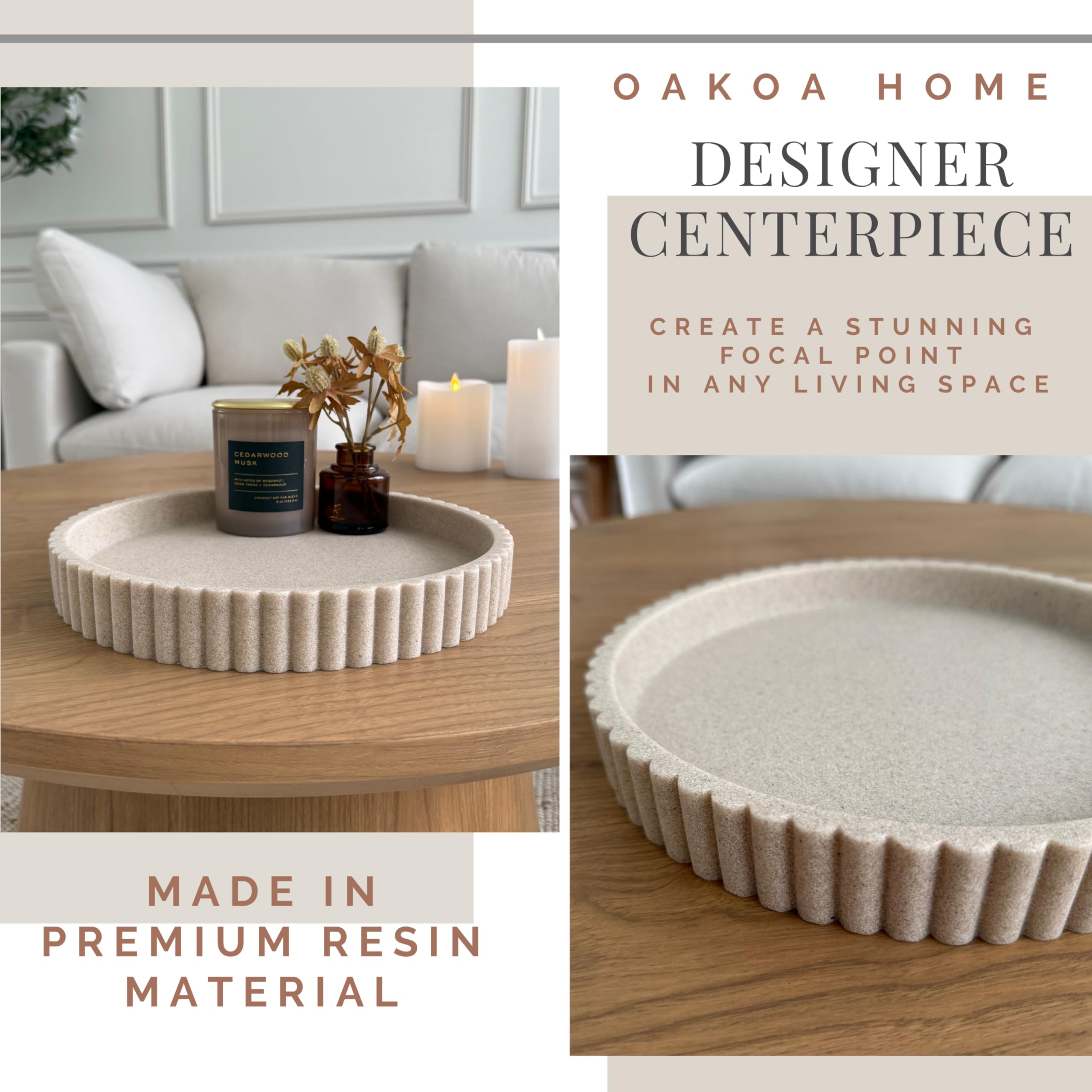OAKOA fluted-edge tray adds contemporary flair to minimalist decor.