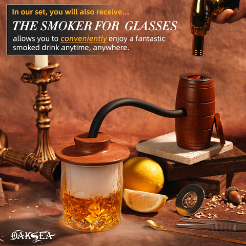 Oaksea bourbon-smoked cocktails showcase rich notes of caramel and vanilla