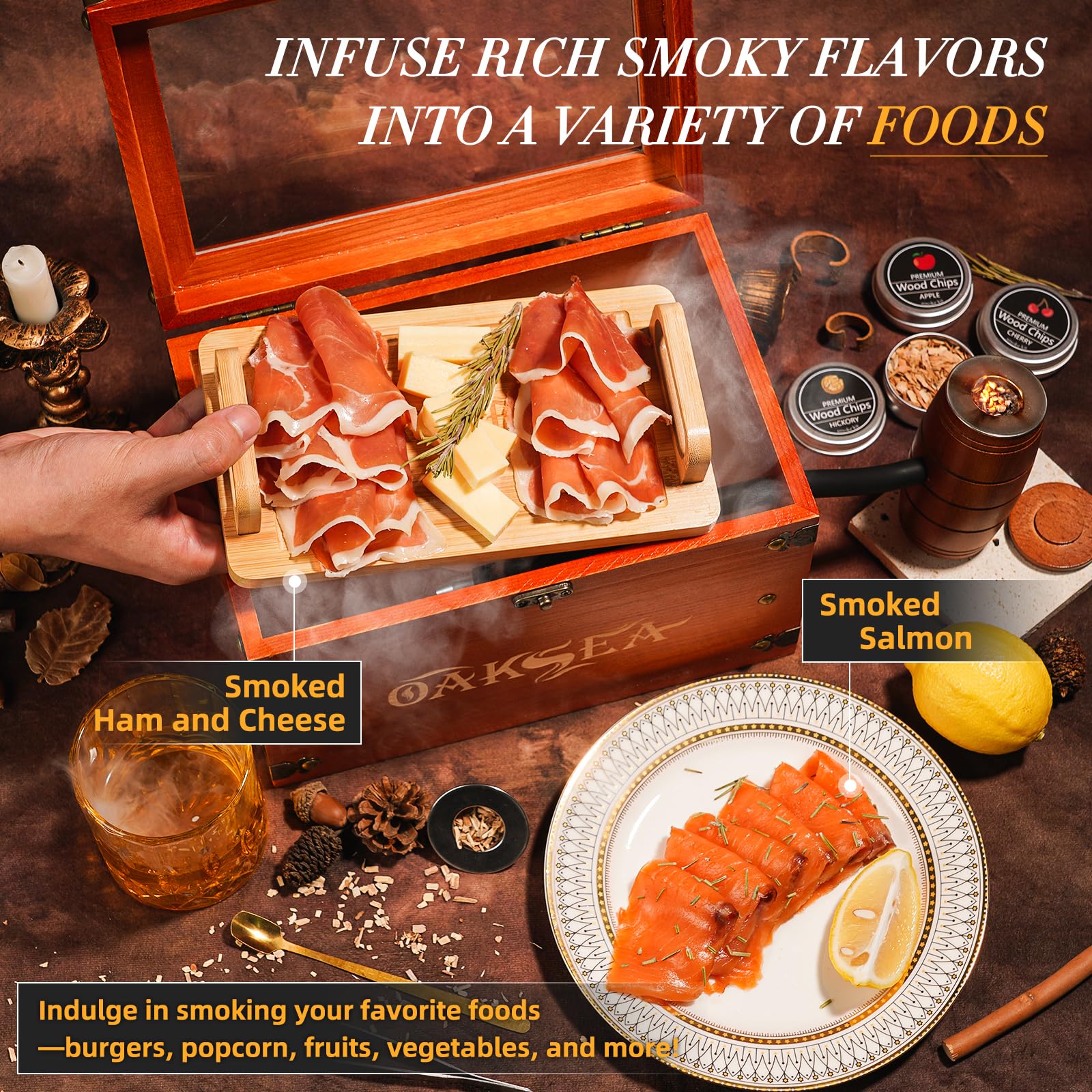 Oaksea flavor wood chips six-pack delivering varied notes to customize smoke