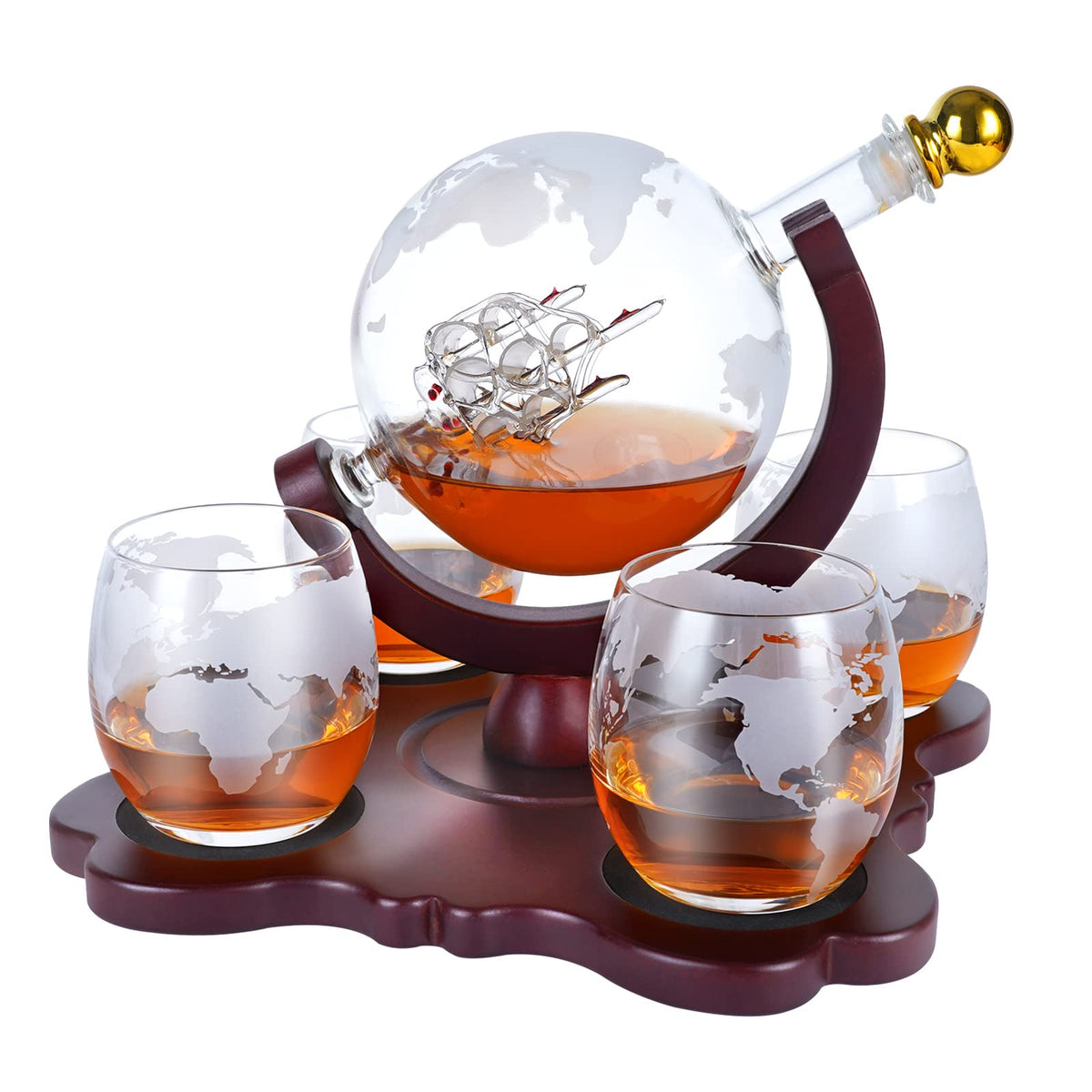 Oaksea whiskey globe decanter — elegant centerpiece for a refined home bar.