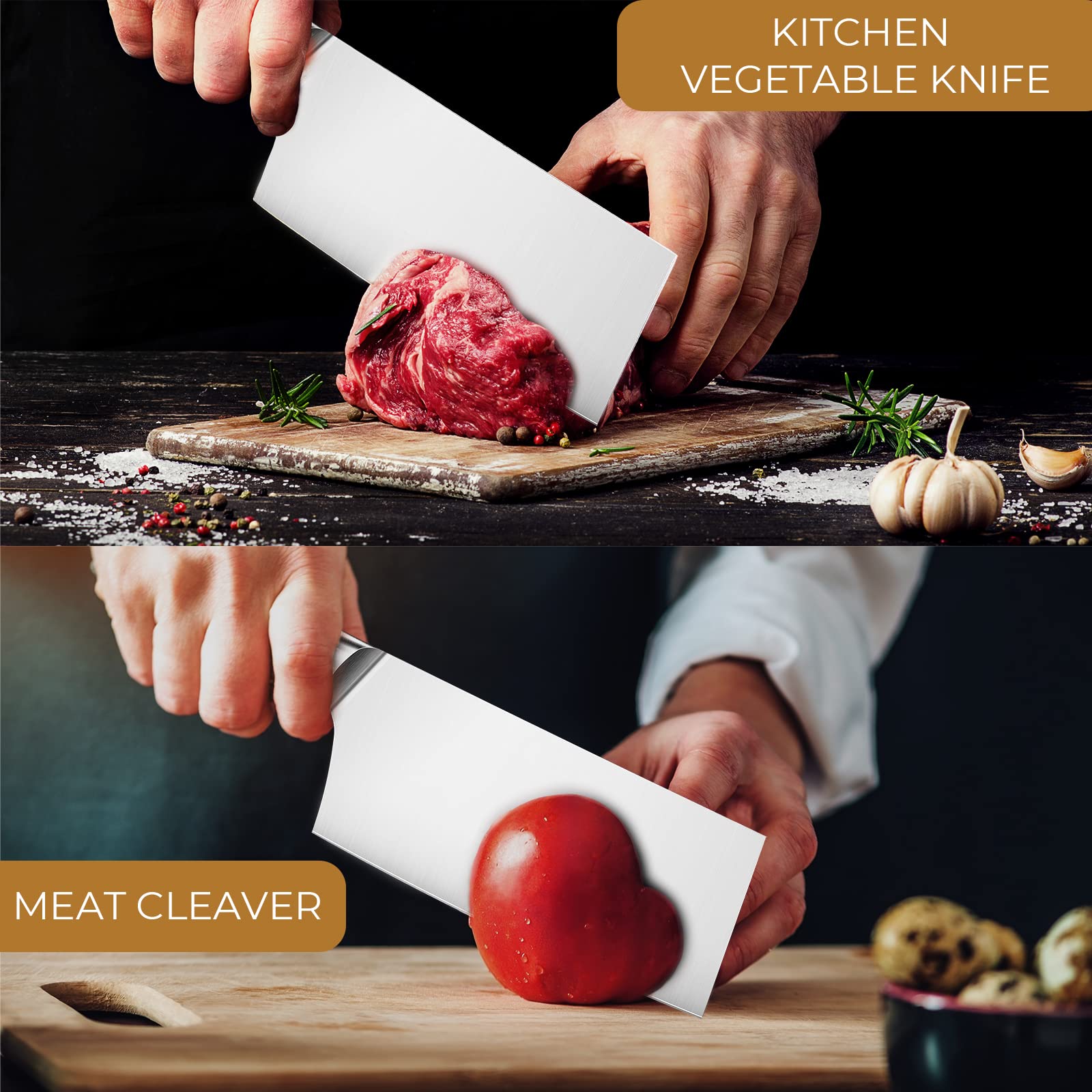 OAKSWARE Cleaver full knife shows balanced design for stable control