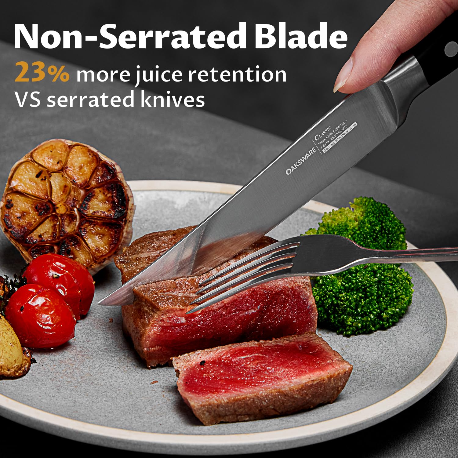 OAKSWARE ventilated base design promotes airflow and blade longevity.