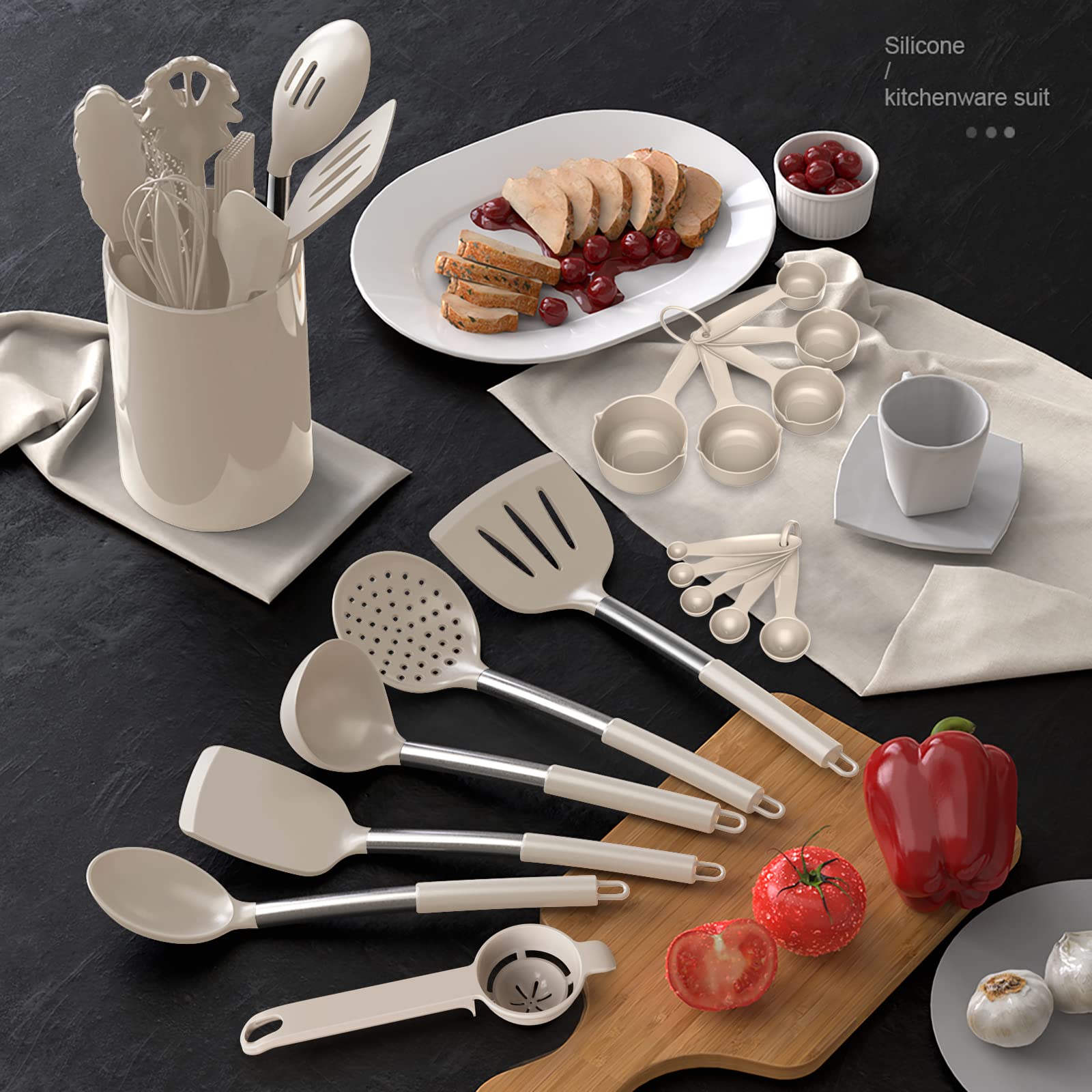 Oannao measuring cups and egg whisk set for precise baking
