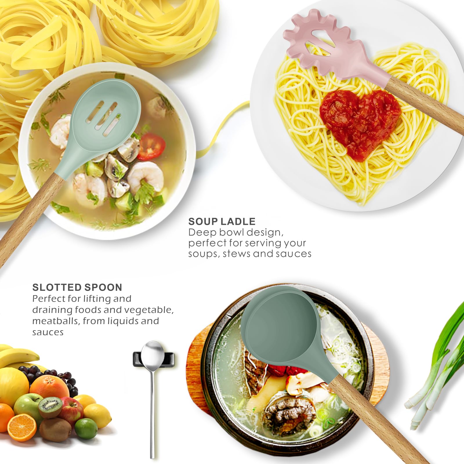 oannao silicone ladle for smooth soup serving