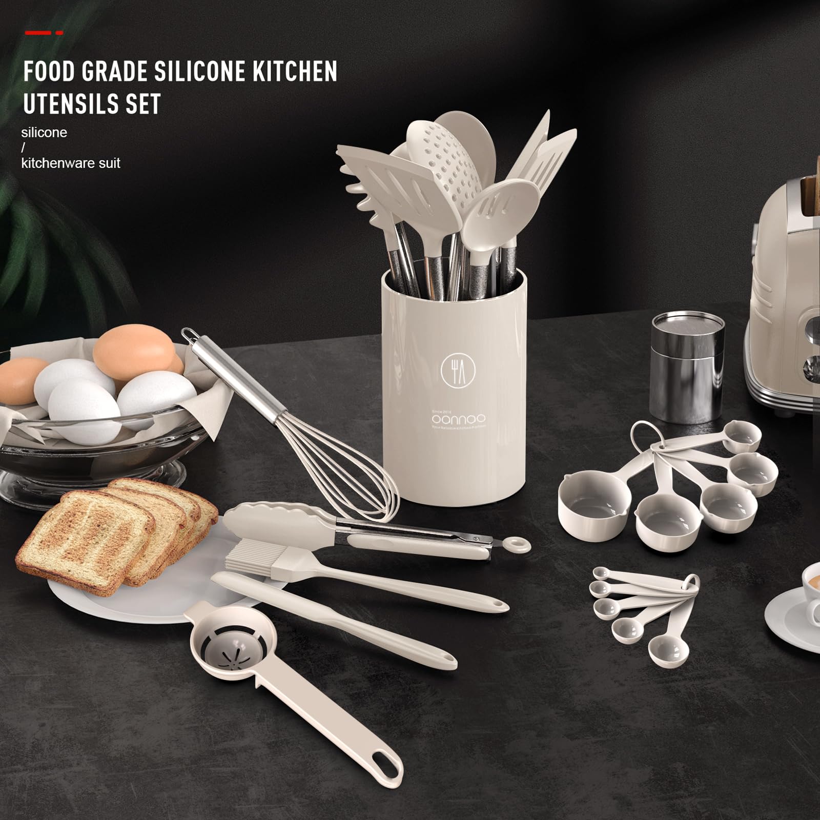 Oannao silicone deep ladle with stainless core for durability