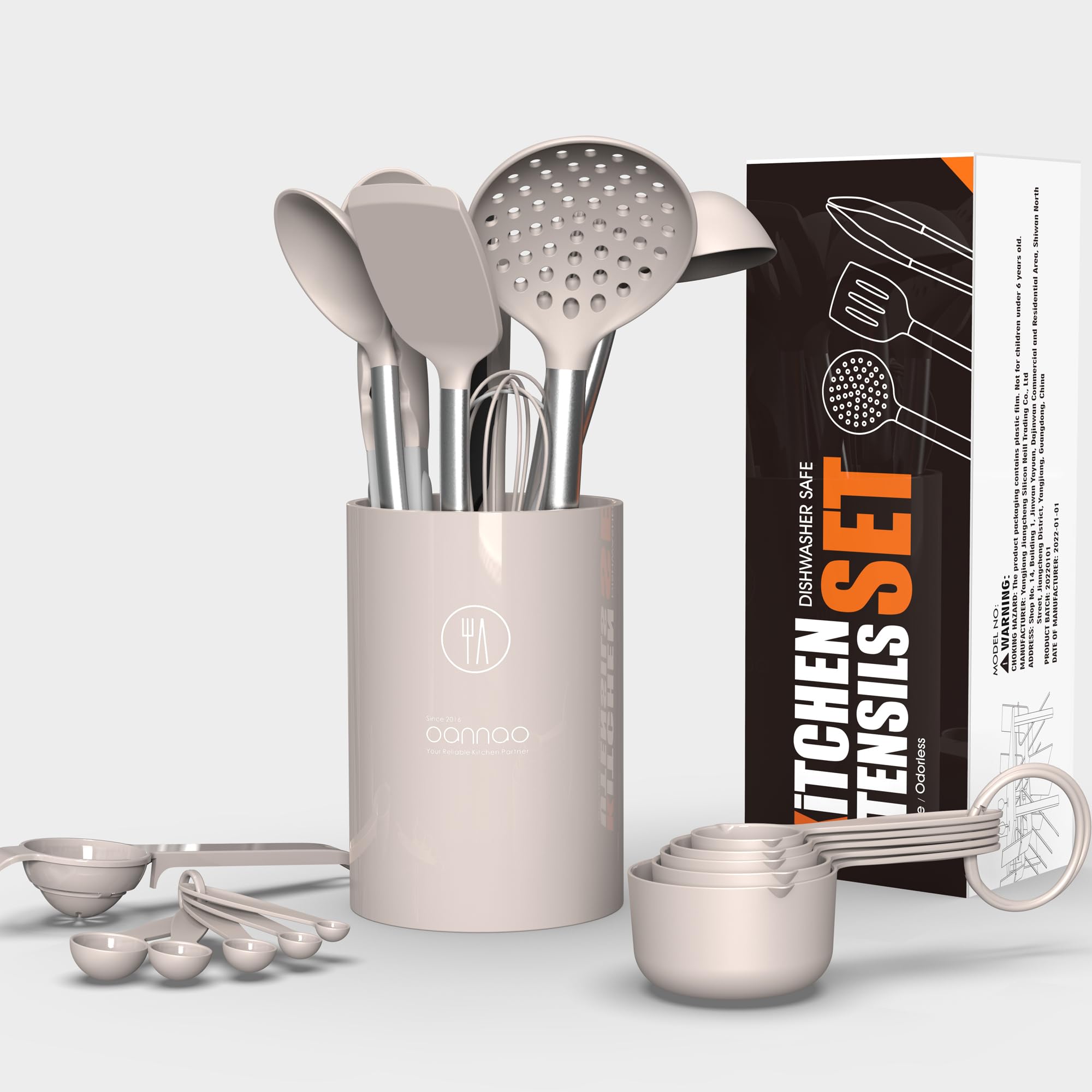 Oannao silicone slotted spoon ready to lift and drain