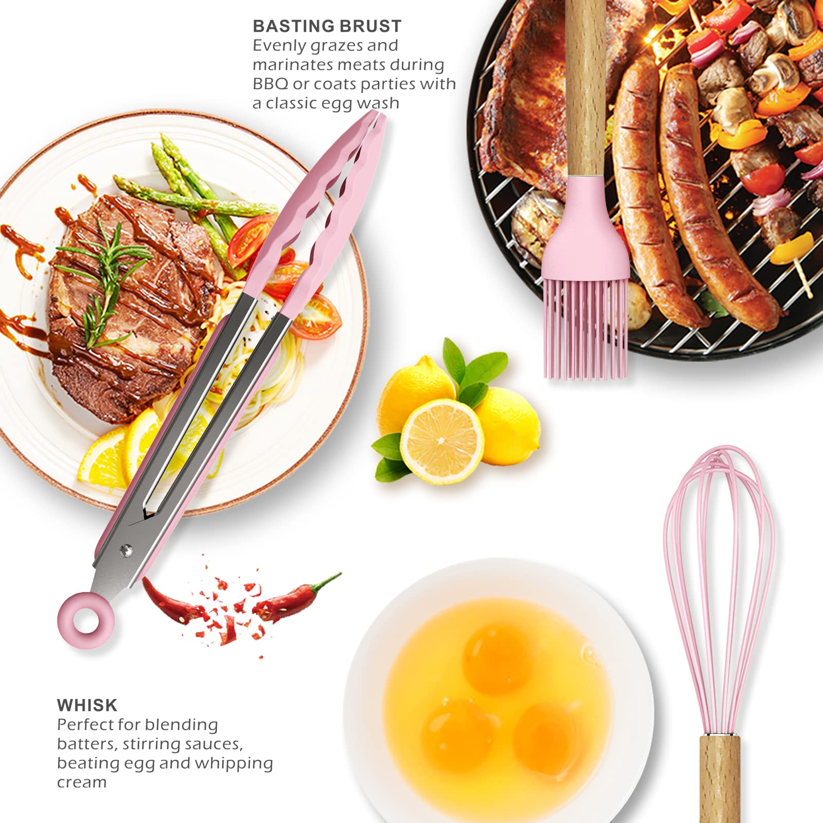 oannao silicone spoon pink perfect for scooping soups without scratching nonstick.