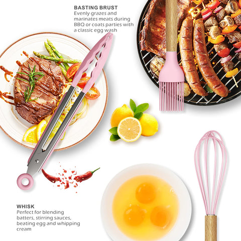oannao silicone spoon pink perfect for scooping soups without scratching nonstick.