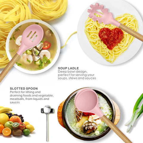 oannao silicone turner pink with high-heat resilience for flipping and frying.