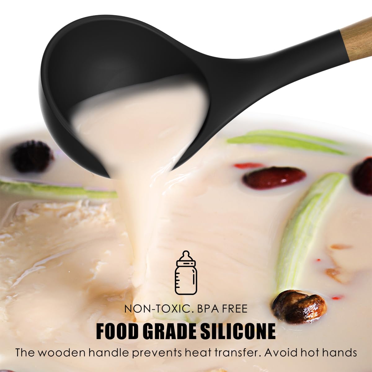 oannao non-stick-friendly heads protect coated pans during flipping and stirring