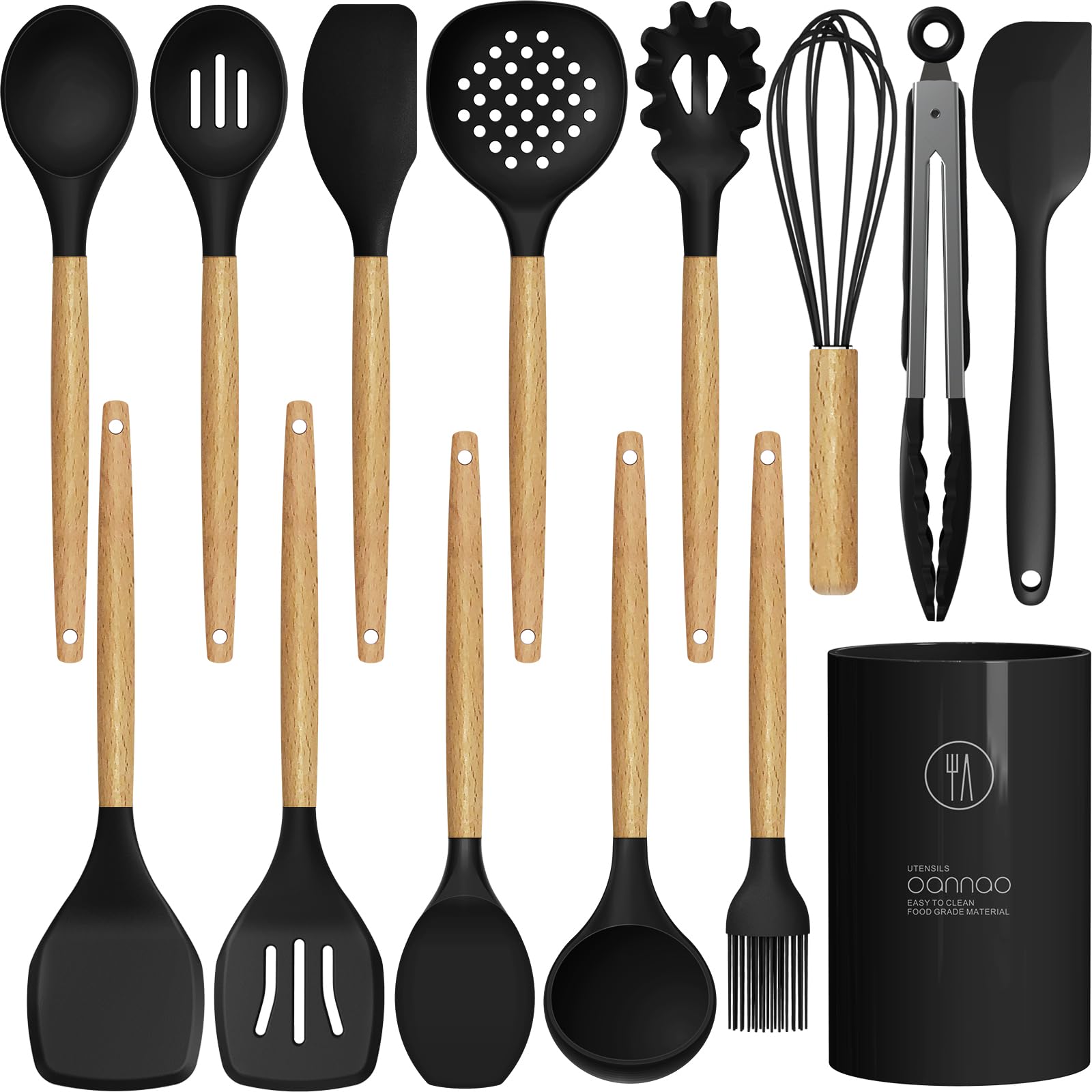 oannao silicone utensils set full collection ready for versatile cooking tasks and non-stick cookware protection