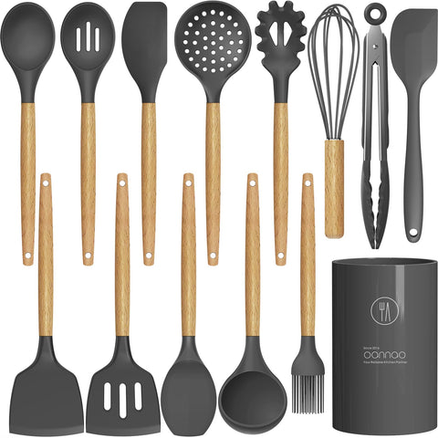 Oannao heat-resistant silicone utensils set for high-heat cooking