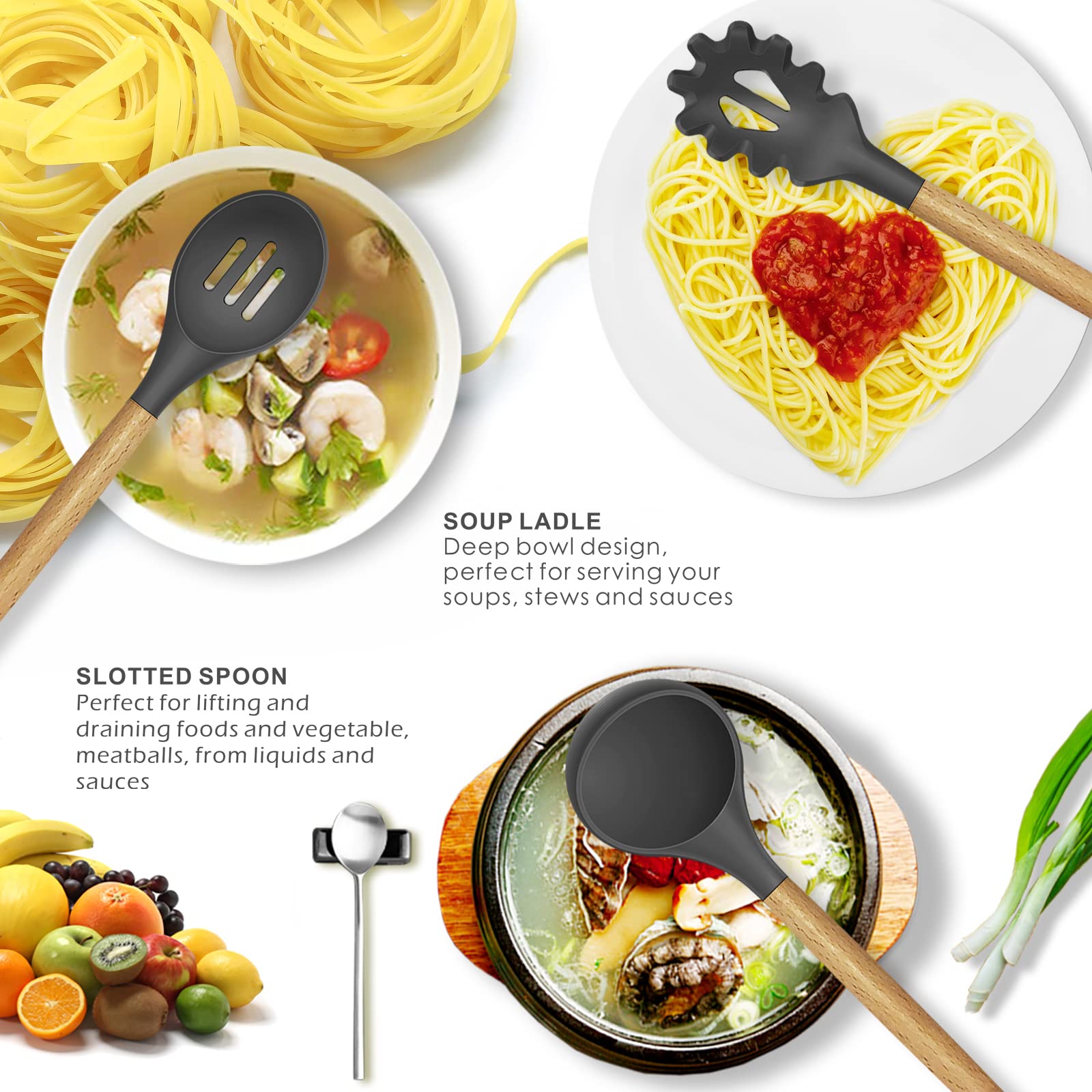 Oannao gray spatula demonstrating nonstick-safe silicone