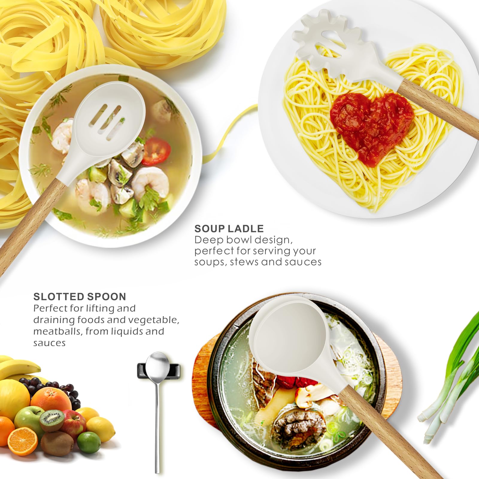 Oannao wooden-handled spatulas provide comfortable grip during cooking.
