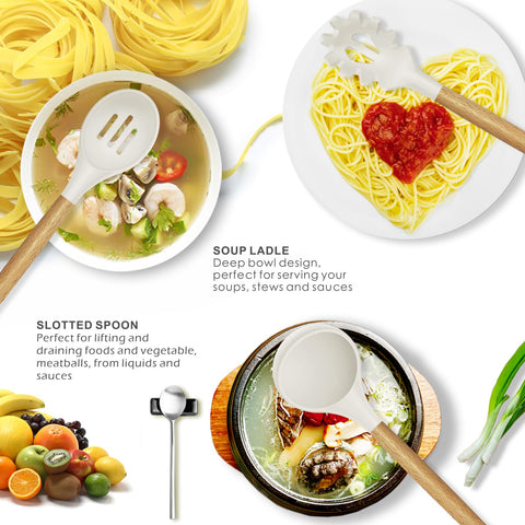 Oannao wooden-handled spatulas provide comfortable grip during cooking.