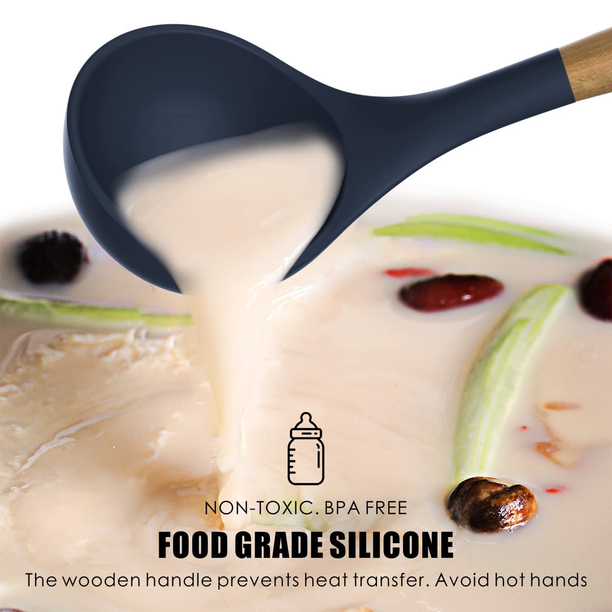 Oannao slotted spoon strains liquids with ease.