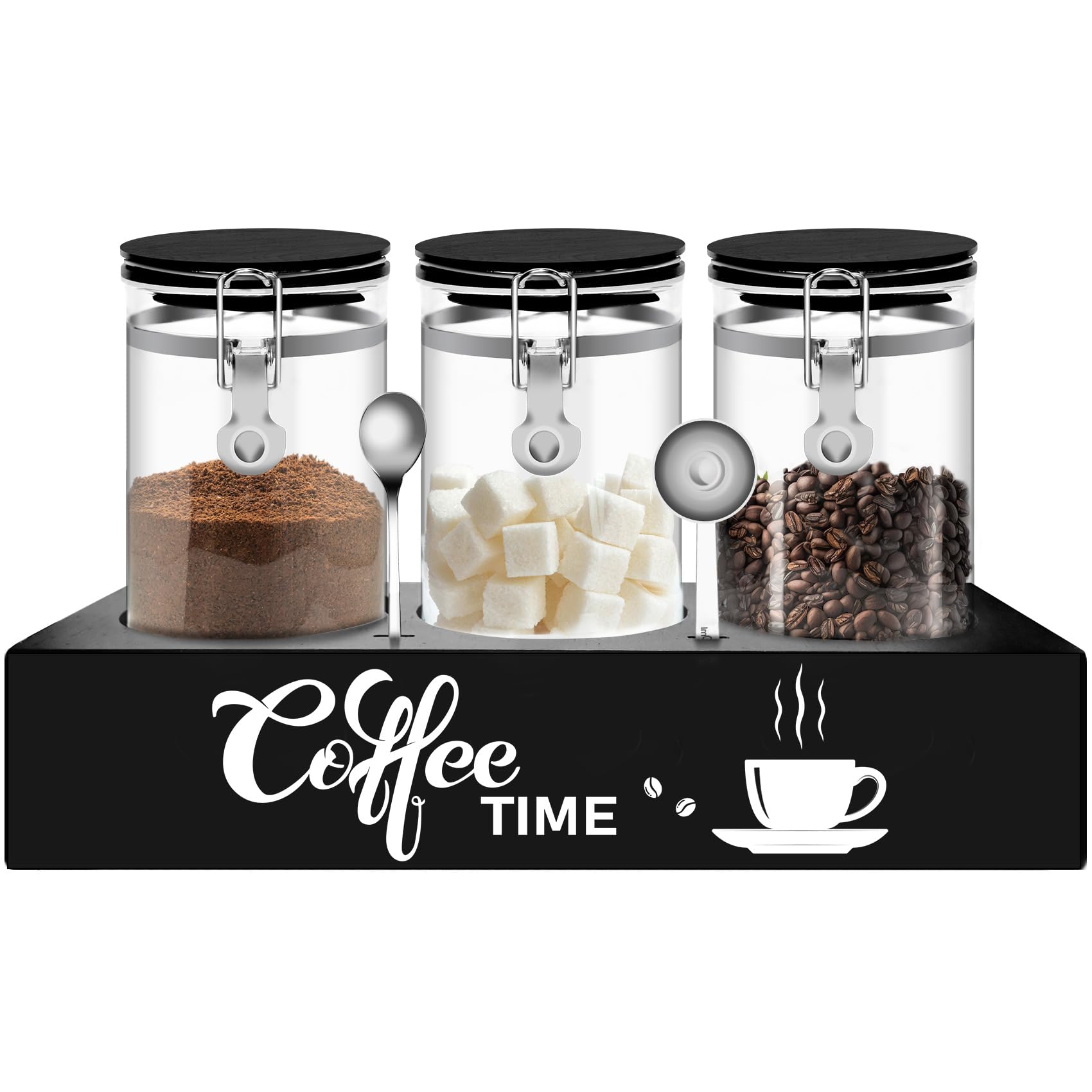 OARSE coffee canister set on wooden shelf keeps beans fresh with airtight lids