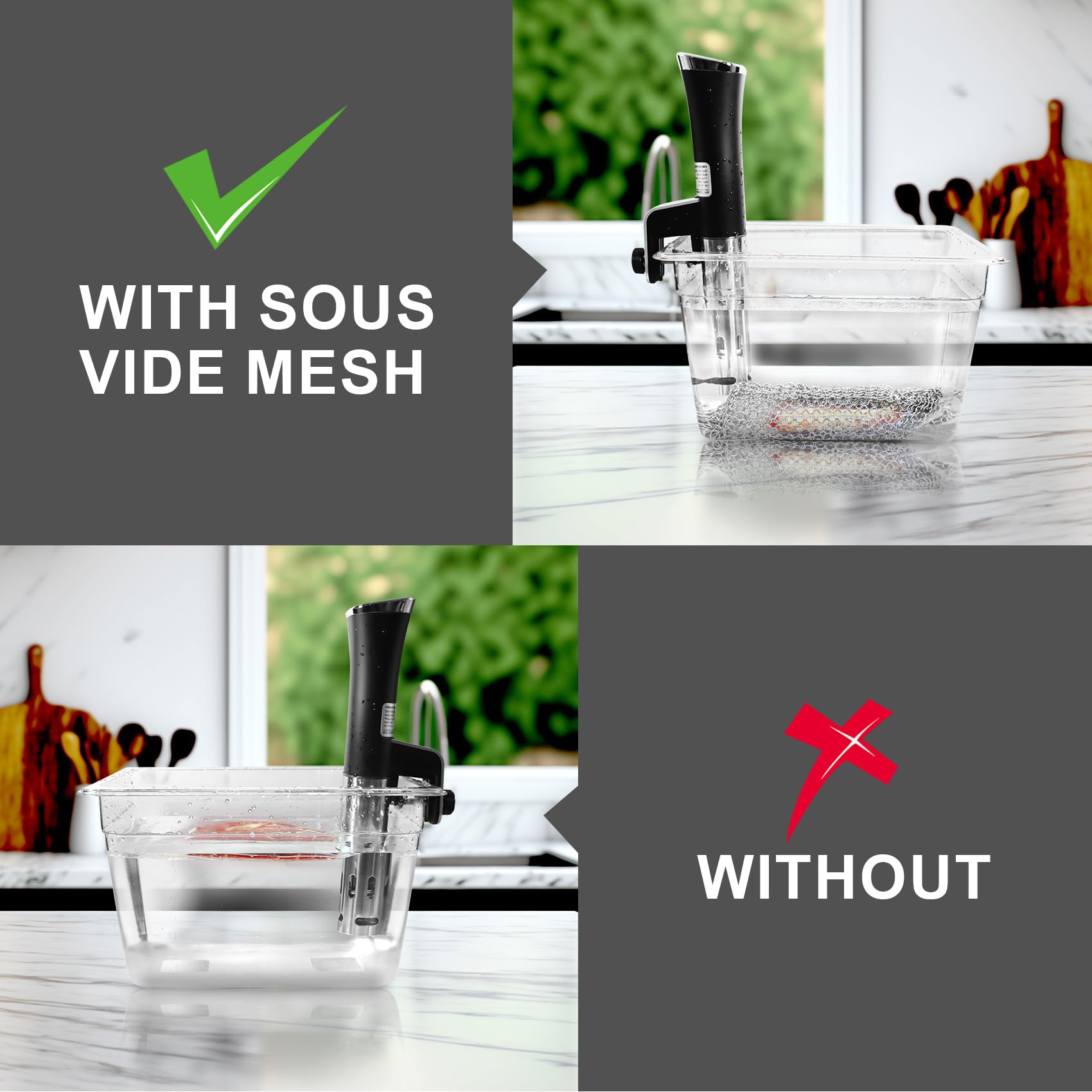 OARSE stainless steel clips keep food in place during circulation
