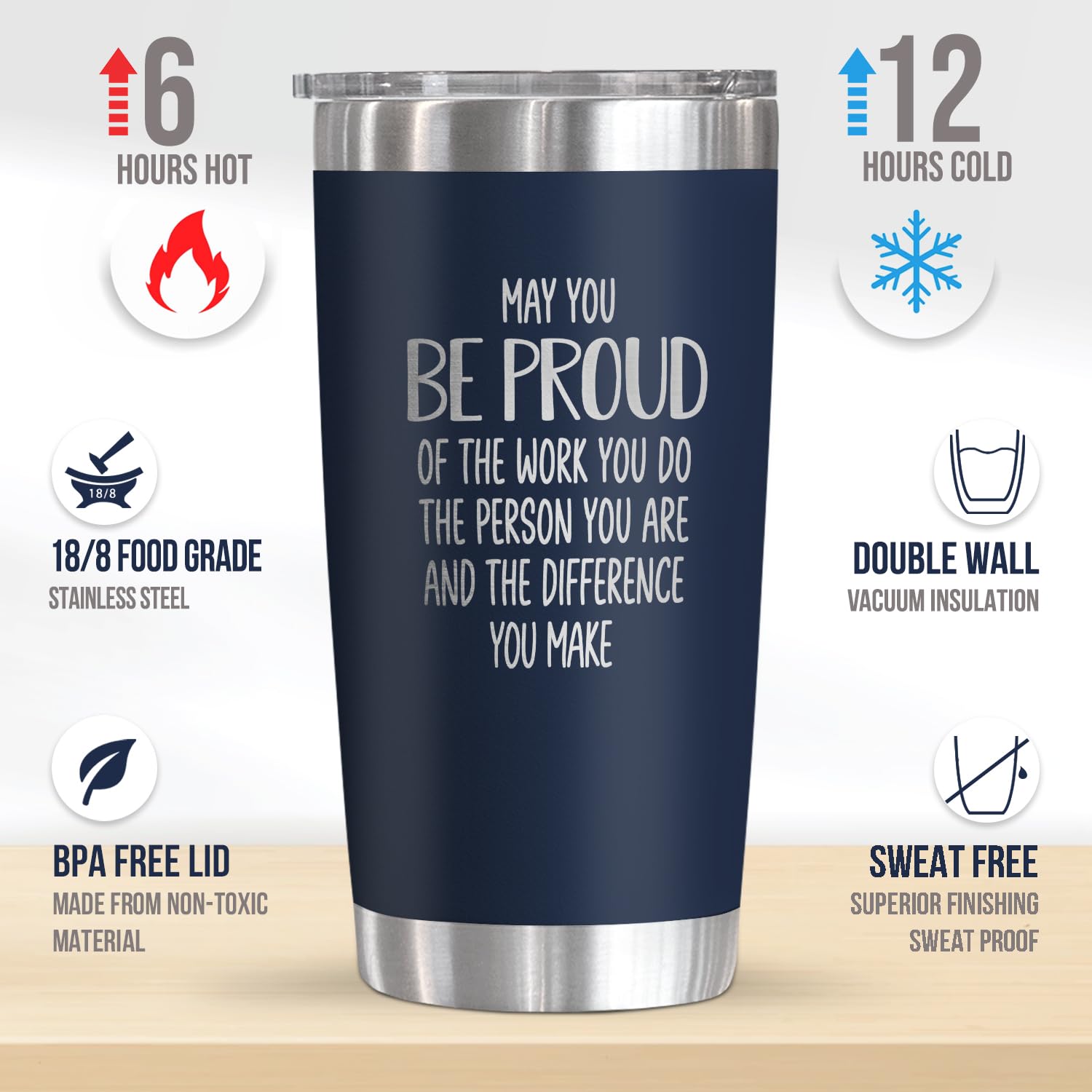 OASSIE appreciation tumbler closeup shows durable BPA-free stainless steel.