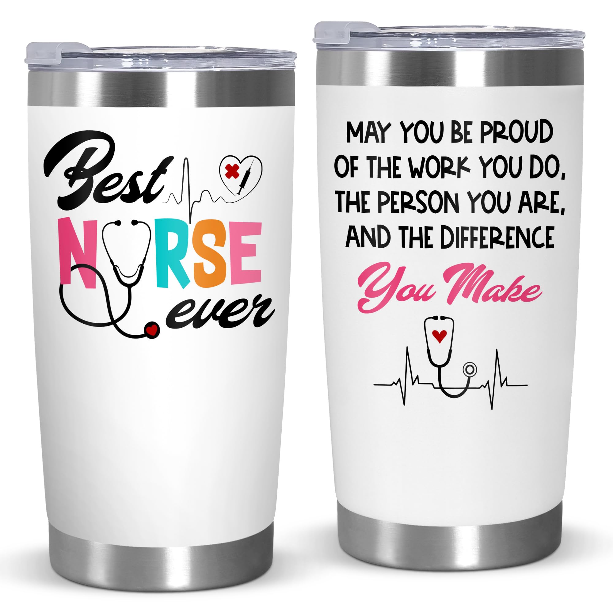 OASSIE Christmas nurse tumbler with lid, a festive gift idea.