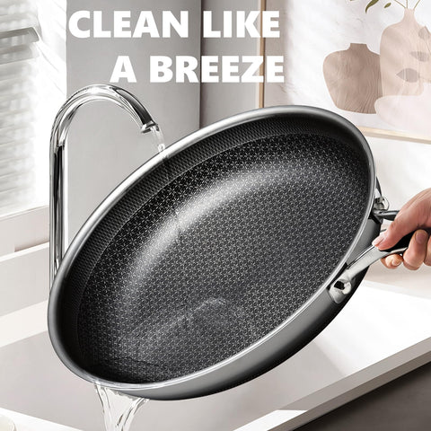 OATOFP dishwasher-safe pan ready for easy cleanup after cooking.