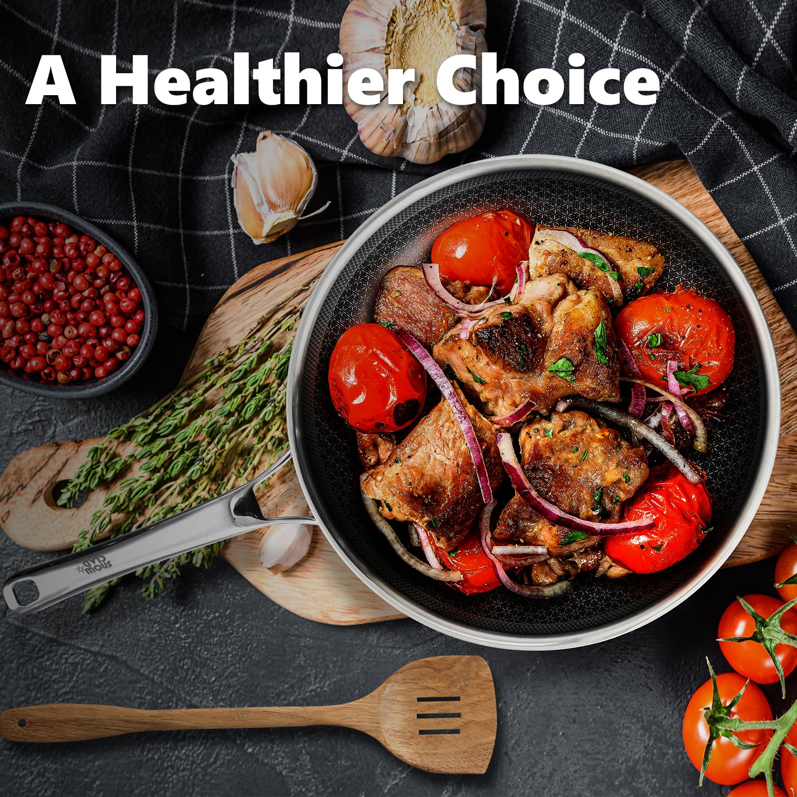 OATOFP edge-hybrid-coating pan with even heating across the surface.