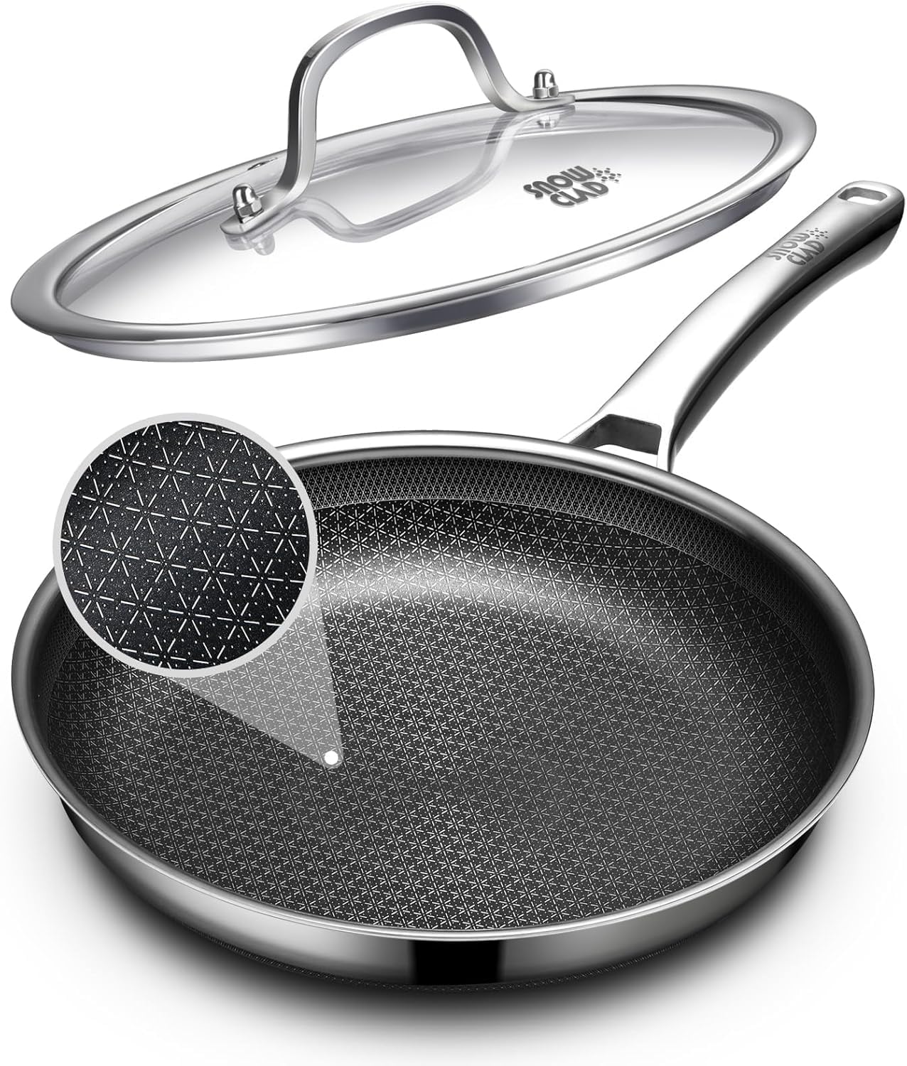OATOFP 12-inch non-stick frying pan top view shows even heat distribution.