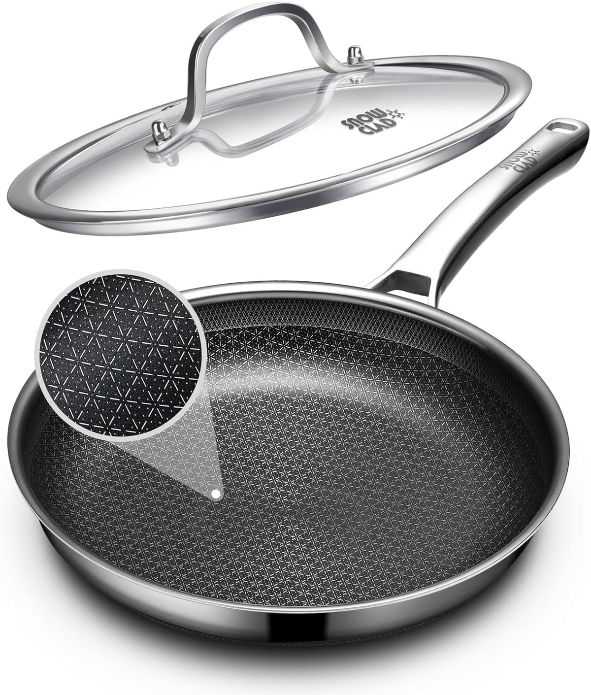 OATOFP 12-inch non-stick frying pan top view shows even heat distribution.