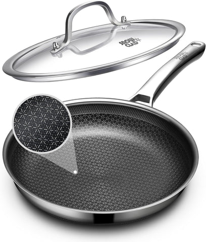 OATOFP 12-inch non-stick frying pan top view shows even heat distribution.